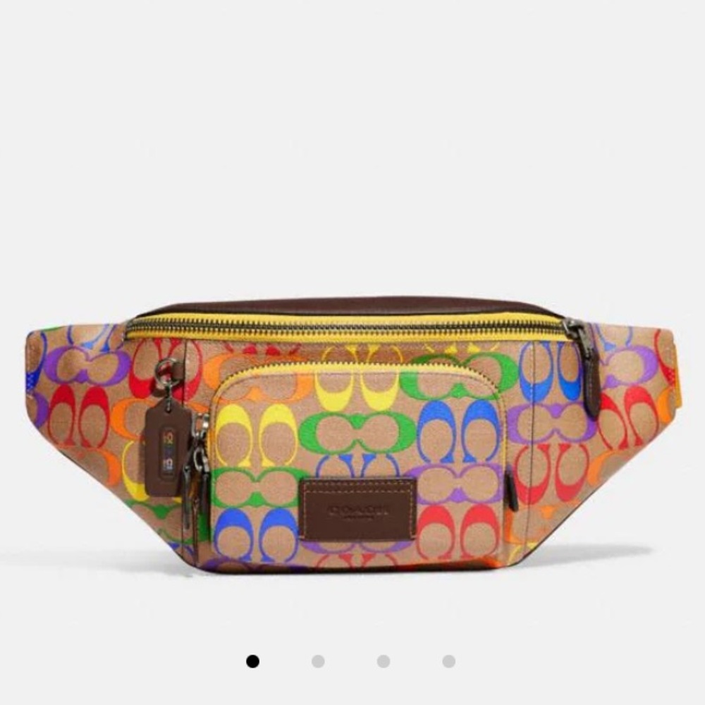 Coach track bag in rainbow signature canvas